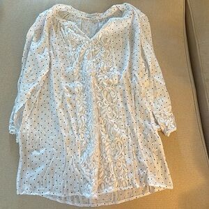 Polka Dot and Lace Dress Shirt